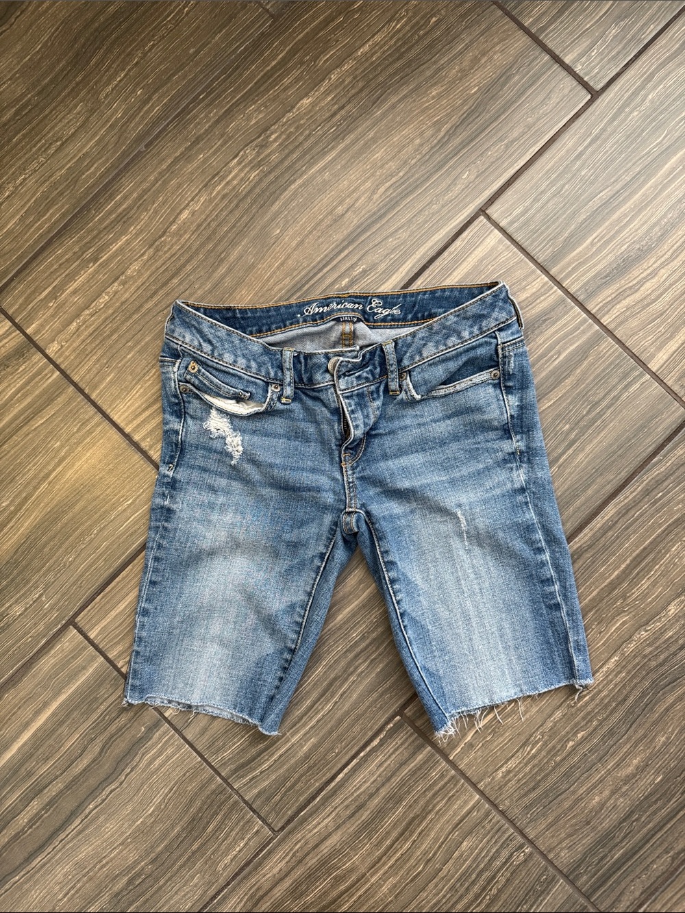 American Eagle Outfitters Distressed Blue Denim Jean Shorts